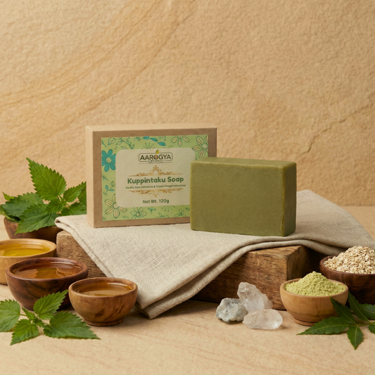 Aarogya Nutri Mix Kuppintaku Herbal Soap 120g green bar with natural ingredients
