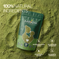 Aarogya Moringa Powder pouch with text highlighting 100 percent natural ingredients, no preservatives or chemicals