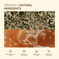 Immune-O-Boost tea split graphic showing 100 percent real, natural dried herbs and brewing tea with zero preservatives