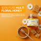 100% pure multi floral honey sourced from the nectar of wild and seasonal blossoms for authentic richness.