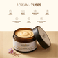 Infographic displaying a container of Aarogya multi-purpose ghee cream used for night care, under eye, and baby cream.