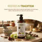 Aarogya Ayurvedic shampoo banner featuring traditional herbs, describing a mild and effective cleanse for all hair types.