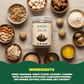 Aarogya Gond Laddu ingredient list graphic showing makhana, jaggery, nuts, cow ghee, and nutmeg in small bowls.
