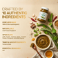 Infographic showing 10 authentic ingredients in Aarogya Nutrimix Nalleru Pachadi, including ging
