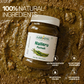Aarogya Nutrimix Nalleru Pachadi jar on authentic chutney background, made with no preservatives or chemicals.