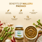 Health benefits infographic of Aarogya Nutrimix Nalleru Pachadi showing joint strength, immunity, and digestion support.