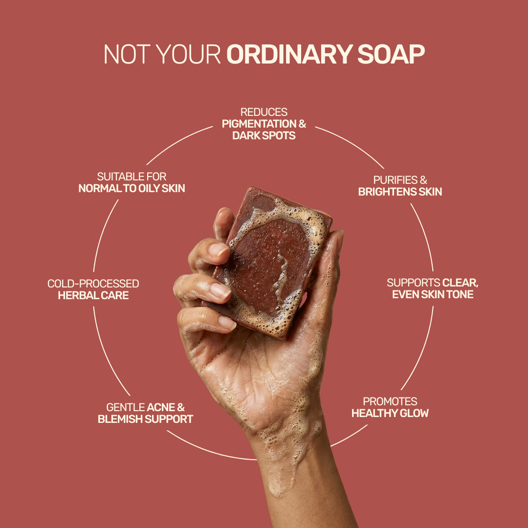 Aarogya Nutri Mix Manjistha Soap 100% handmade in small batches – natural ingredients, no artificial colours, fragrance or harmful chemicals