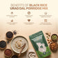 Infographic displaying health benefits of black rice urad dal porridge mix like boosting daily energy and stamina.