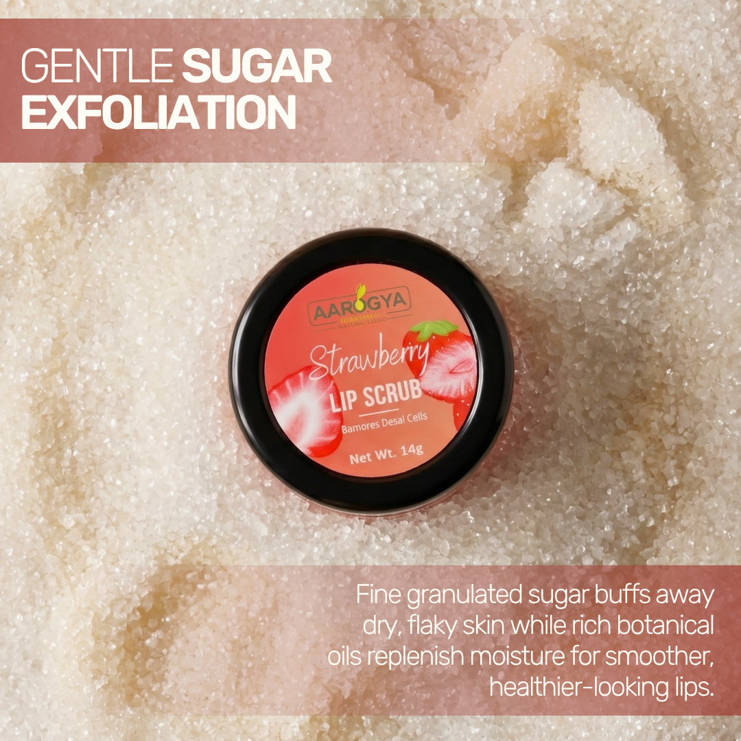 Gentle Sugar Exfoliation. Fine granulated sugar buffs away dry, flaky skin while rich botanical oils replenish moisture.