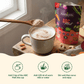 Infographic listing steps to mix 2 teaspoons of Aarogya ABC Malt into 120 ml of warm milk or water and stir well.