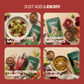 Aarogya Nutri Mix usage guide showing how to sprinkle it on salads, blend into smoothies, shakes, and curries.