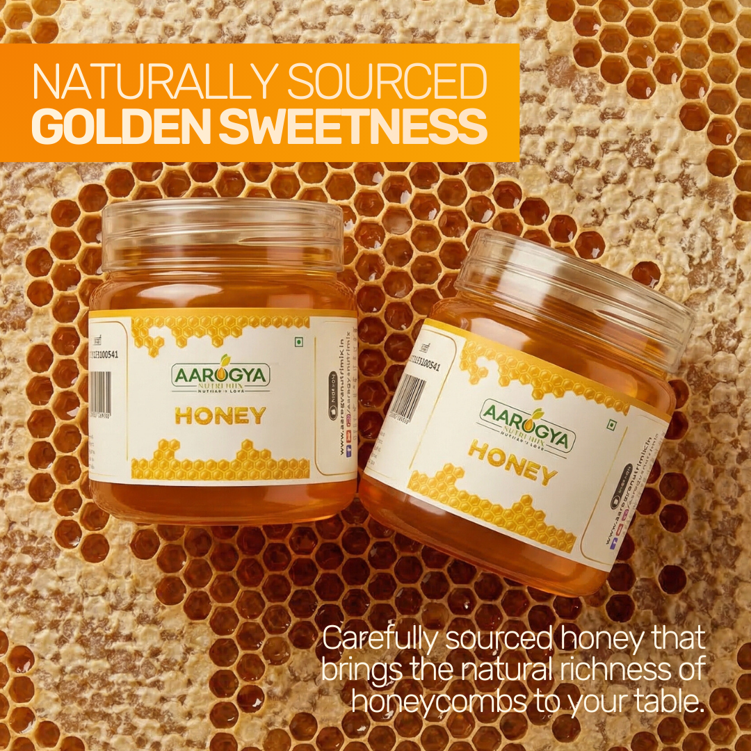 ure and naturally sourced Aarogya multi floral honey bringing the organic sweetness of honeycombs to your table