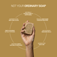 Infographic showing herbal soap benefits like antibacterial protection, skin glow, and pH balance