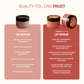 Quality You Can Trust chart comparing Aarogya Nutri Mix Lip Scrub benefits with 8 nature-powered ingredients against other brands