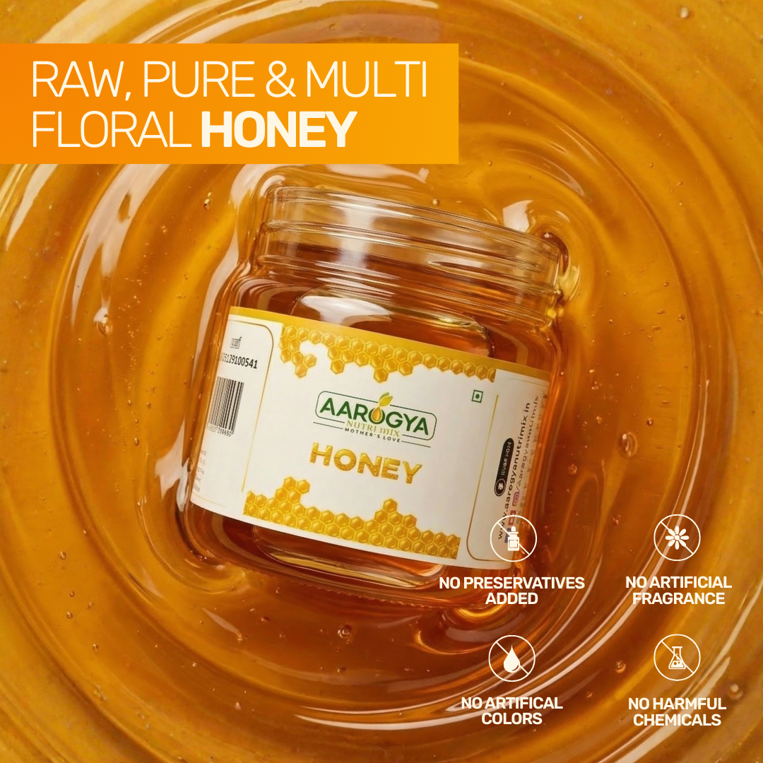 Raw pure and multi floral honey with no added preservatives, artificial fragrance, colors, or harmful chemicals.