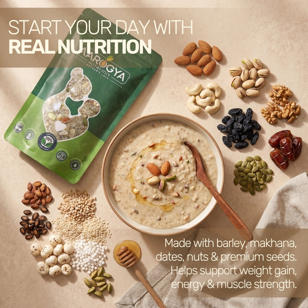 Healthy breakfast porridge mix formulated to support increased energy levels, weight gain, and muscle strength.